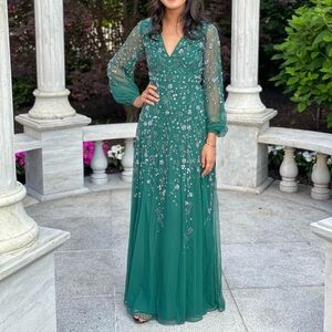 ASOS maxi dress with blouson sleeve and delicate floral embellishment